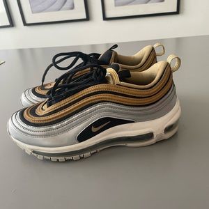 Nike Women Air Max 97 Metallic Gold, Metallic Silver and Black